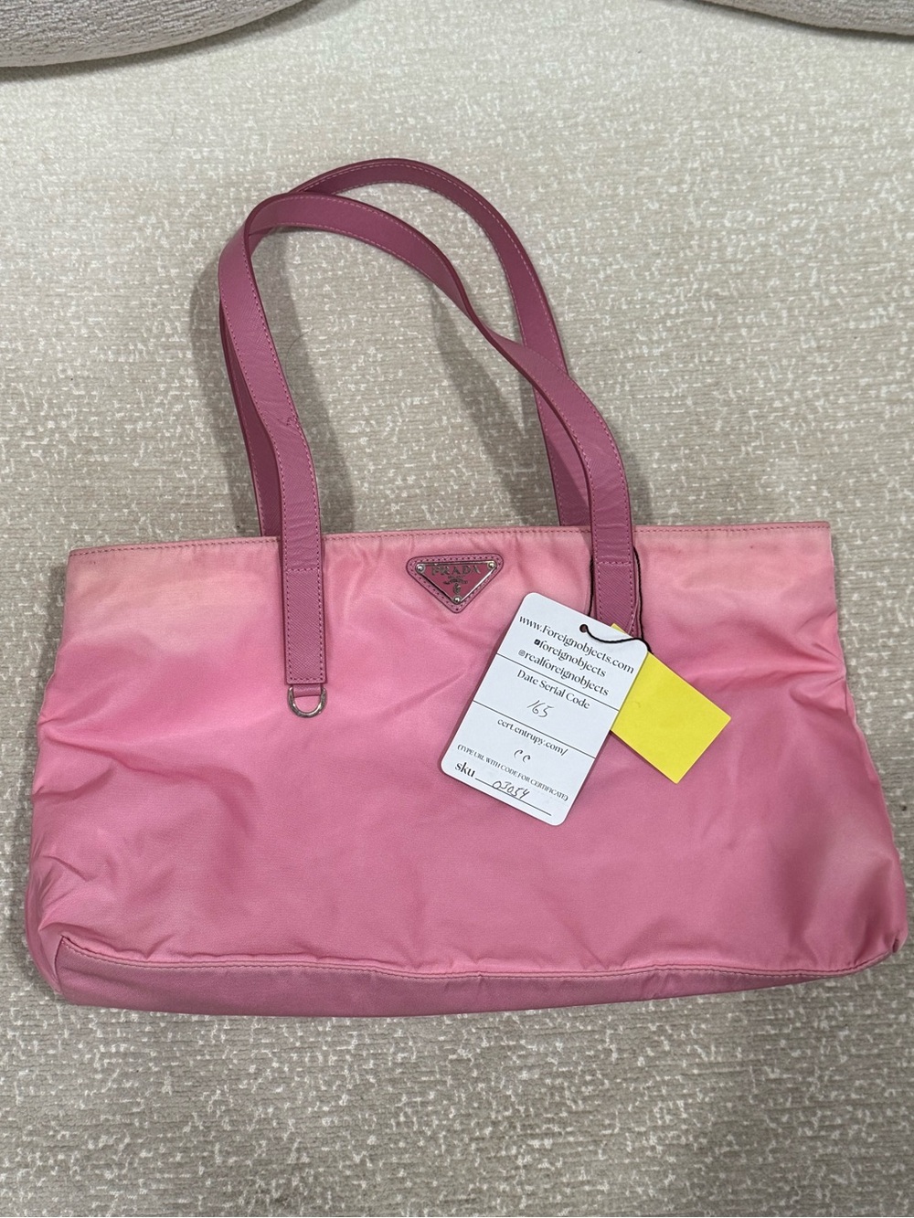 Prada Rose Pink Nylon Tote with Leather Trim